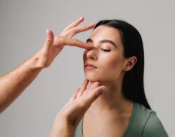 Rhinoplasty. Young woman wants to change appearance of nose and improve breathing. Patient needs to alter bone, cartridge and skin of nose with rhinoplasty surgery